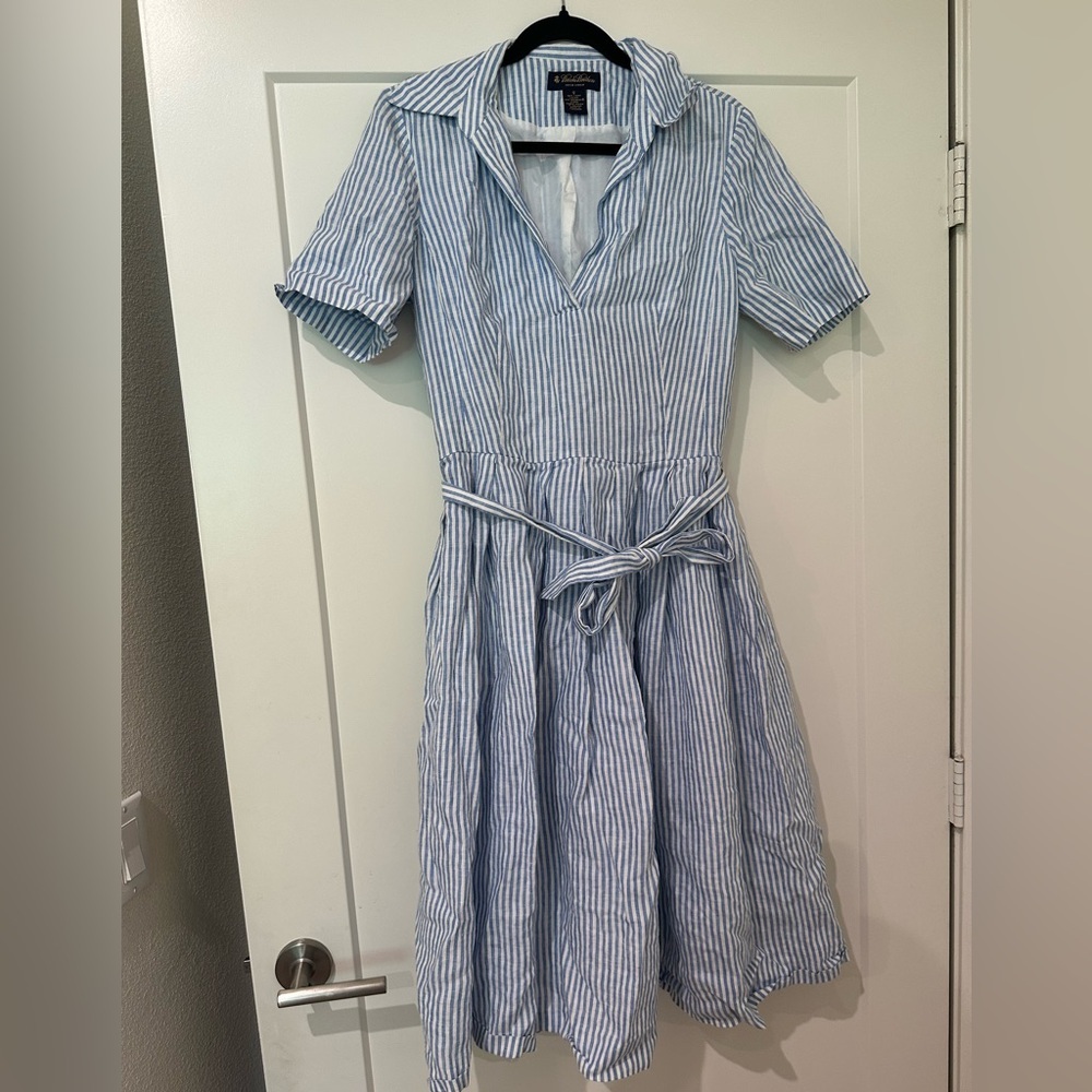 Brooks Brothers Linen Dress with Blue and White Stripes